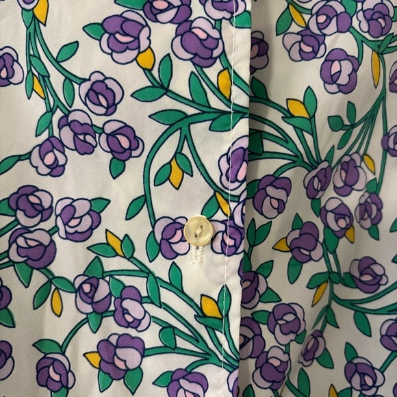 VINTAGE CATALINA WOMENS BLOUSE SIZE 10 WITH FLOWERS IN PURPLE YELLOW GREEN WHITE - Picture 9 of 9